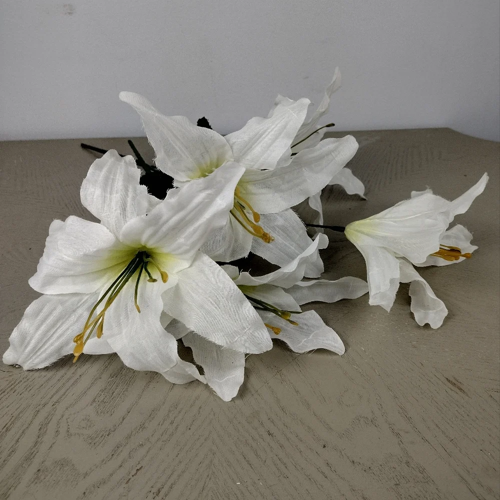 Elegant White Artificial Lily Bouquet